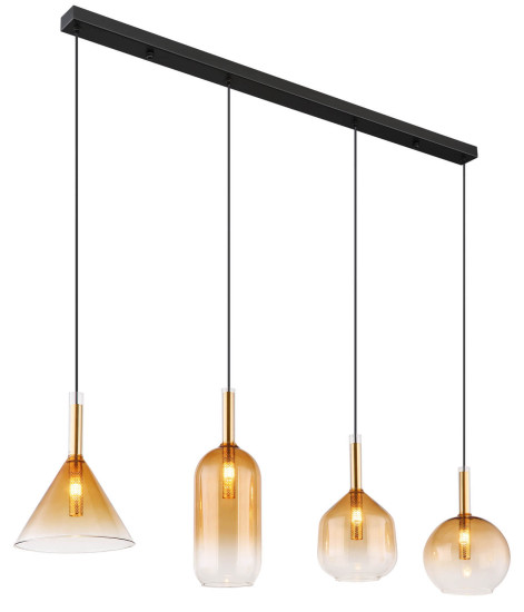 Globo Lopusa G9 Hängeleuchte 4-fach 10W Schwarz Matt, Metall 120cm 16044-4H