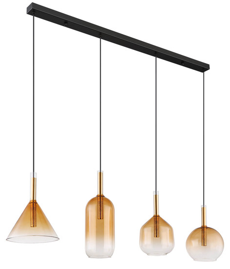 Globo Lopusa G9 Hängeleuchte 4-fach 10W Schwarz Matt, Metall 120cm 16044-4H