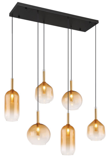 Globo Lopusa G9 Hängeleuchte 6-fach 10W Schwarz Matt, Metall 120cm 16044-6H