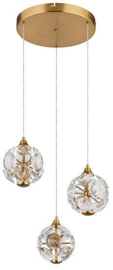 Globo LED Pendelleuchte Virina 24W warmweiss Goldfarben klar Metall K9 Kristalle Ø41cm