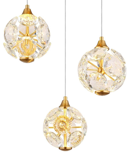Globo LED Pendelleuchte Virina 24W warmweiss Goldfarben klar Metall K9 Kristalle Ø41cm