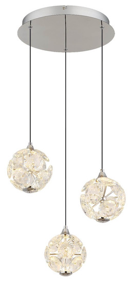 Globo LED Pendelleuchte Virina 24W warmweiss Verchromt klar Metall K9 Kristalle Ø41cm