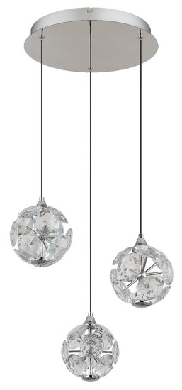 Globo LED Pendelleuchte Virina 24W warmweiss Verchromt klar Metall K9 Kristalle Ø41cm