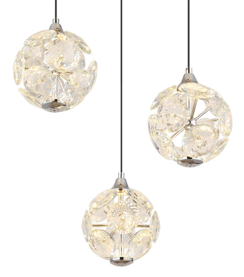 Globo LED Pendelleuchte Virina 24W warmweiss Verchromt klar Metall K9 Kristalle Ø41cm