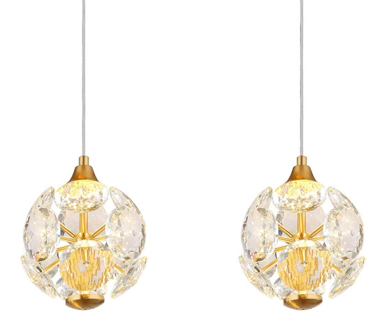 Globo LED Pendelleuchte Virina 32W warmweiss Goldfarben klar Metall K9 Kristalle 150x93cm
