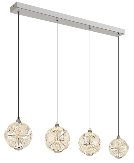 Globo LED Pendelleuchte Virina 32W warmweiss Verchromt klar Metall K9 Kristalle 150x93cm