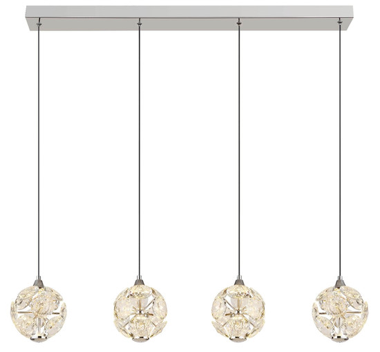 Globo LED Pendelleuchte Virina 32W warmweiss Verchromt klar Metall K9 Kristalle 150x93cm
