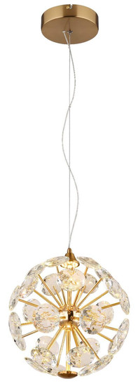Globo LED Pendelleuchte Virina 12W warmweiss Goldfarben klar Metall K9 Kristalle Ø28cm