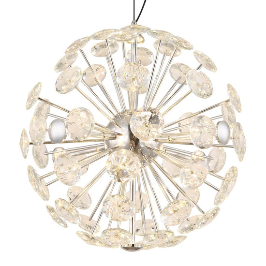 Globo LED Pendelleuchte Virina 24W warmweiss Verchromt klar Metall K9 Kristalle Ø45cm