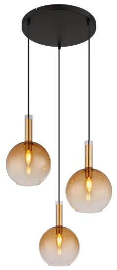 Globo Marinella E14 Hängeleuchte 3-fach 40W Schwarz Matt, Metall Ø20cm 16048-3HR