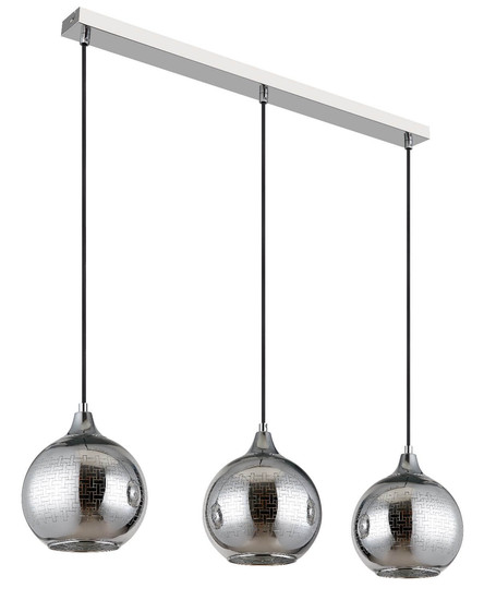 Globo Pendelleuchte Lourdes 3-flammig E27 Weiß verchromt Metall Glaskugeln 129x86cm