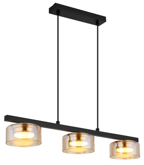 Globo Higgins GX53 Hängeleuchte 3-fach 6W Warmweiß Schwarz Matt, Metall Ø13cm 16055-3HG