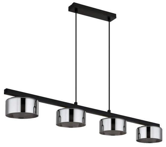 Globo LED Pendelleuchte Higgins 4-flammig GX53 LED 4x 6W extra-warmweiss Schwarz matt rauchfarben Metall Glas 113x90cm