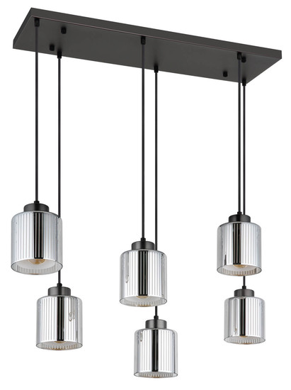 Globo Felicia E27 Hängeleuchte 6-fach 60W Schwarz-Chrom Matt, Metall Ø12cm 16056-6H