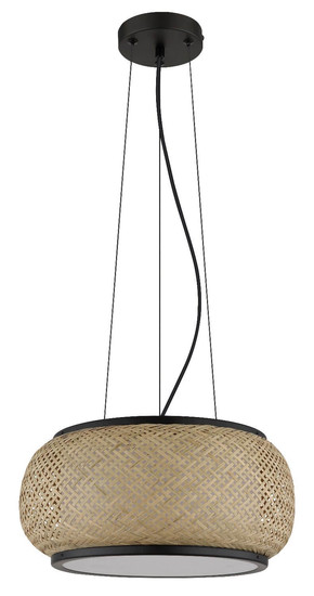 Globo LED Pendelleuchte Bambora 22W CCT warm-/neutral-/tageslichtweiss Schwarz matt naturfarben Metall Bambus Ø38cm