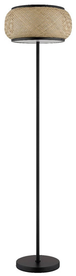 Globo LED Stehleuchte Bambora 22W CCT warm-/neutral-/tageslichtweiss Schwarz matt naturfarben Metall Bambus 146cm