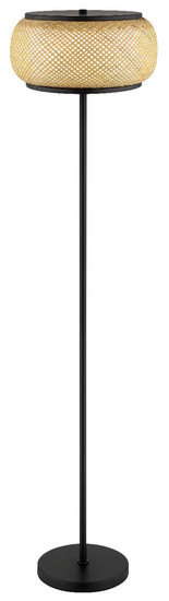Globo LED Stehleuchte Bambora 22W CCT warm-/neutral-/tageslichtweiss Schwarz matt naturfarben Metall Bambus 146cm