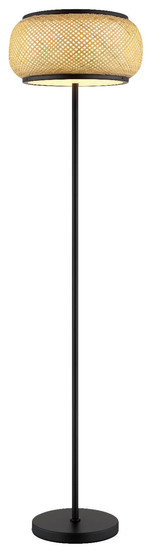 Globo LED Stehleuchte Bambora 22W CCT warm-/neutral-/tageslichtweiss Schwarz matt naturfarben Metall Bambus 146cm