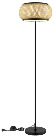 Globo LED Stehleuchte Bambora 22W CCT warm-/neutral-/tageslichtweiss Schwarz matt naturfarben Metall Bambus 146cm