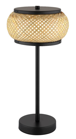 Globo LED Tischleuchte Bambora 12W CCT warm-/neutral-/tageslichtweiss Schwarz matt naturfarben Metall Bambus Ø22cm