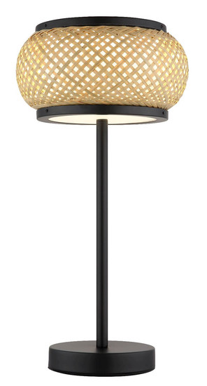 Globo LED Tischleuchte Bambora 12W CCT warm-/neutral-/tageslichtweiss Schwarz matt naturfarben Metall Bambus Ø22cm
