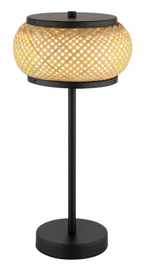 Globo LED Tischleuchte Bambora 12W CCT warm-/neutral-/tageslichtweiss Schwarz matt naturfarben Metall Bambus Ø22cm