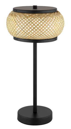 Globo LED Tischleuchte Bambora 12W CCT warm-/neutral-/tageslichtweiss Schwarz matt naturfarben Metall Bambus Ø22cm