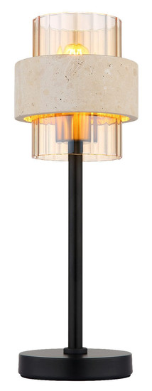 Globo Tischleuchte Daren E27 Schwarz matt amber Metall Glas Ø13,5cm