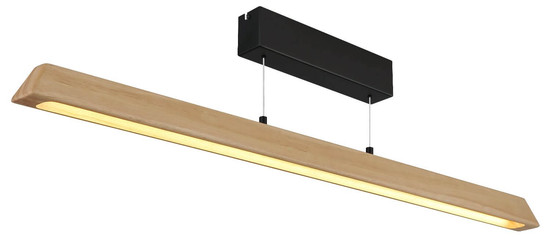 Globo LED Pendelleuchte Melba 26W dimmbar CCT warm-/neutral-/tageslichtweiss Schwarz matt naturfarben hell Metall Holz 150x115cm