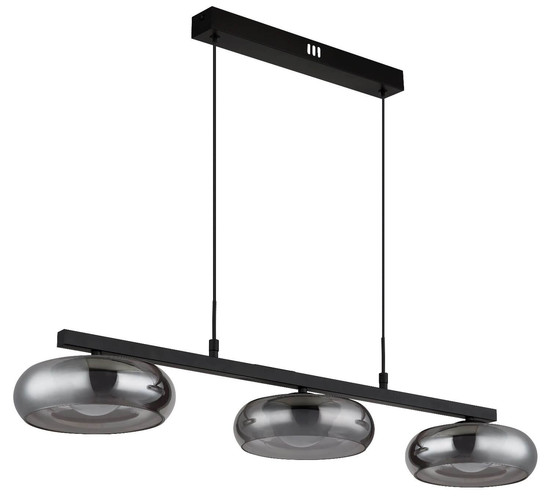 Globo LED Pendelleuchte Carlene 16W CCT warm-/neutral-/tageslichtweiss Schwarz matt rauchfarben Metall Glas 120x85cm