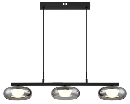 Globo LED Pendelleuchte Carlene 16W CCT warm-/neutral-/tageslichtweiss Schwarz matt rauchfarben Metall Glas 120x85cm
