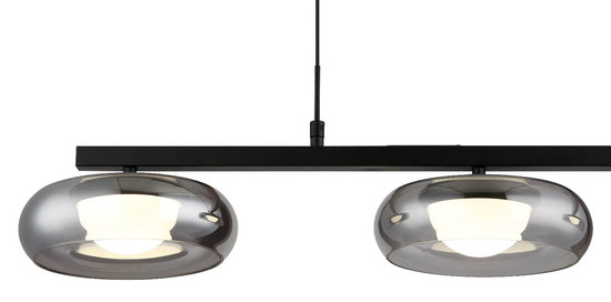 Globo LED Pendelleuchte Carlene 16W CCT warm-/neutral-/tageslichtweiss Schwarz matt rauchfarben Metall Glas 120x85cm