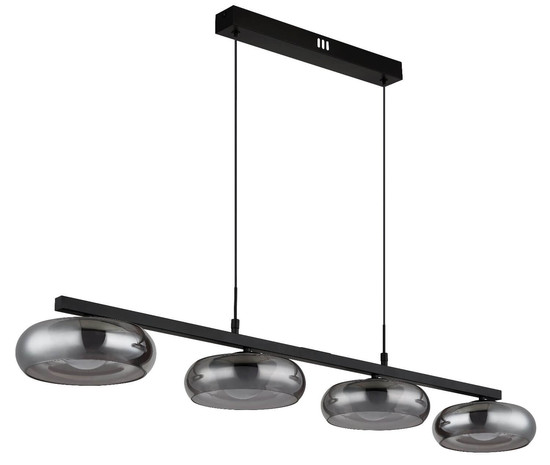 Globo LED Pendelleuchte Carlene 23W CCT warm-/neutral-/tageslichtweiss Schwarz matt rauchfarben Metall Glas 120x110cm