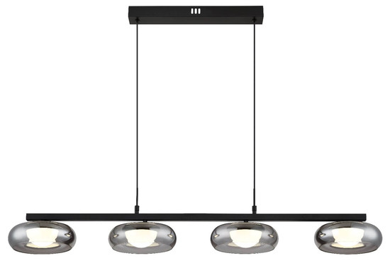 Globo LED Pendelleuchte Carlene 23W CCT warm-/neutral-/tageslichtweiss Schwarz matt rauchfarben Metall Glas 120x110cm