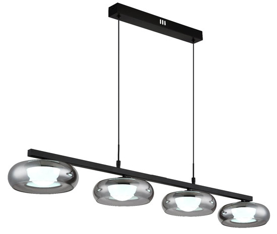 Globo LED Pendelleuchte Carlene 23W CCT warm-/neutral-/tageslichtweiss Schwarz matt rauchfarben Metall Glas 120x110cm