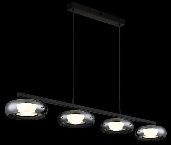 Globo LED Pendelleuchte Carlene 23W CCT warm-/neutral-/tageslichtweiss Schwarz matt rauchfarben Metall Glas 120x110cm