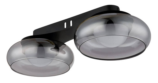 Globo LED Deckenleuchte Carlene 11W CCT warm-/neutral-/tageslichtweiss Schwarz matt rauchfarben Metall Glas 45x20cm