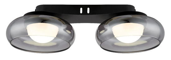 Globo LED Deckenleuchte Carlene 11W CCT warm-/neutral-/tageslichtweiss Schwarz matt rauchfarben Metall Glas 45x20cm