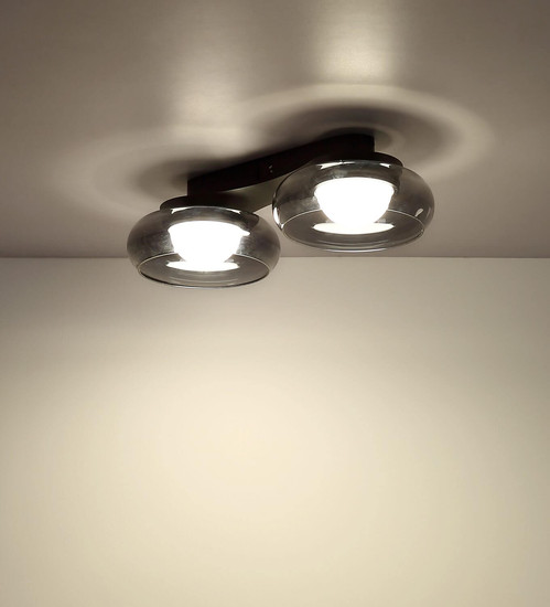 Globo LED Deckenleuchte Carlene 11W CCT warm-/neutral-/tageslichtweiss Schwarz matt rauchfarben Metall Glas 45x20cm