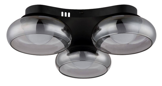 Globo LED Deckenleuchte Carlene 16W CCT warm-/neutral-/tageslichtweiss Schwarz matt rauchfarben Metall Glas Ø50cm