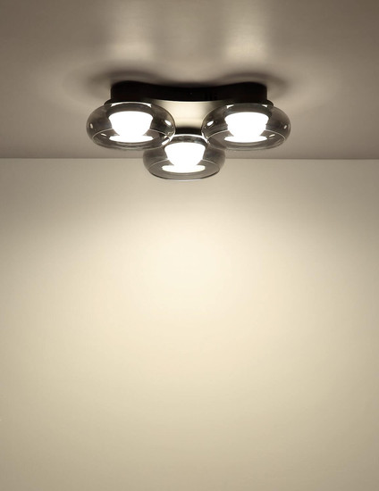Globo LED Deckenleuchte Carlene 16W CCT warm-/neutral-/tageslichtweiss Schwarz matt rauchfarben Metall Glas Ø50cm