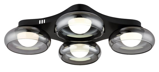 Globo LED Deckenleuchte Carlene 23W CCT warm-/neutral-/tageslichtweiss Schwarz matt rauchfarben Metall Glas 65x46cm