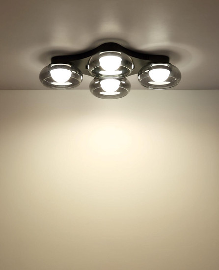Globo LED Deckenleuchte Carlene 23W CCT warm-/neutral-/tageslichtweiss Schwarz matt rauchfarben Metall Glas 65x46cm