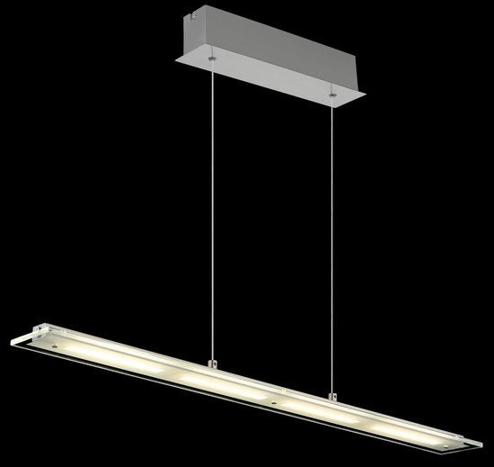Globo LED Pendelleuchte Novak 20W dimmbar CCT warm-/neutral-/tageslichtweiss Nickel matt Metall Glas 150x88cm