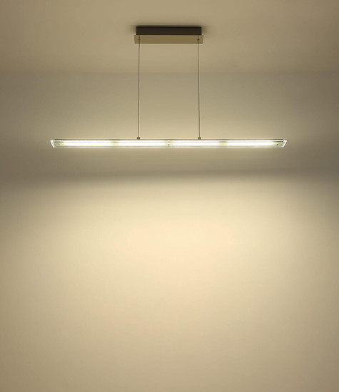 Globo LED Pendelleuchte Novak 22W dimmbar CCT warm-/neutral-/tageslichtweiss Nickel matt Metall Glas 150x115cm