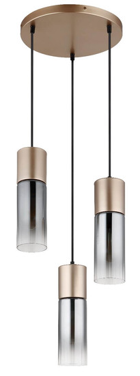 Globo Pendelleuchte Annika 3-flammig E27 Cappuccinofarben matt rauchfarben Metall Glas Ø34cm