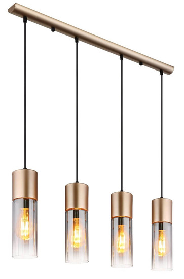 Globo Pendelleuchte Annika 4-flammig E27 Cappuccinofarben matt rauchfarben Metall Glas 156x80cm