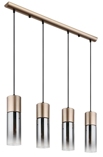 Globo Pendelleuchte Annika 4-flammig E27 Cappuccinofarben matt rauchfarben Metall Glas 156x80cm