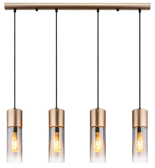 Globo Pendelleuchte Annika 4-flammig E27 Cappuccinofarben matt rauchfarben Metall Glas 156x80cm