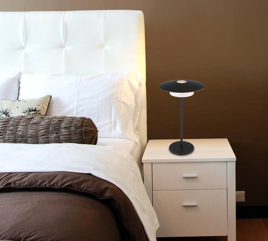 Globo Kyler LED Tischleuchte 3W CCT IP44 Schwarz Matt, Metall Memoryfunktion Ø18cm 21024S